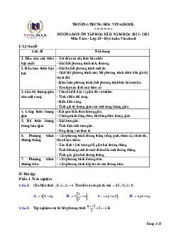 Hướng dẫn ôn tập học kì 2 Toán 10 năm 2021 – 2022 trường Vinschool – Hà Nội