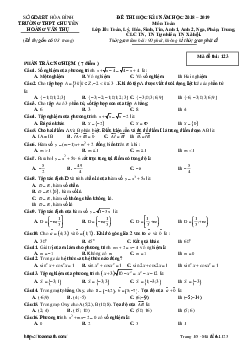 Đề thi HK1 Toán 10 năm 2018 – 2019 trường chuyên Hoàng Văn Thụ – Hòa Bình