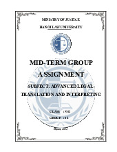 Mid-term group assignment N03: Advanced legal translation and interpreting môn Tiếng Anh pháp lí | Trường Đại học Luật Hà Nội