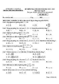 Đề cuối kì 1 Toán 10 năm 2021 – 2022 trường THPT Phan Đình Phùng – Quảng Bình
