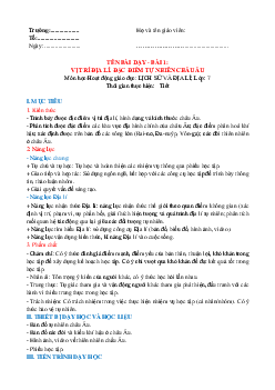 Giáo án Bài 1: Vị trí địa lí, đặc điểm tự nhiên Châu Âu Địa lý 7 | Kết nối tri thức