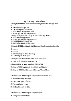 Trắc nghiệm quản trị tài chính