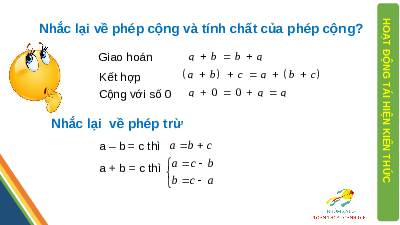 Giáo án điện tử Toán 6 Bài 3 Cánh diều: Phép cộng, phép trừ các số tự nhiên (tiết 2)