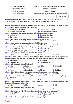 Đề thi thử THPT QG môn Hóa 2022 Chuyên Đại Học Vinh - Lần 1 (có lời giải chi tiết và đáp án)