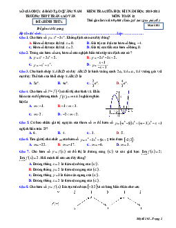Đề thi giữa HK1 Toán 12 năm 2020 – 2021 trường THPT Trần Cao Vân – Quảng Nam