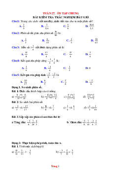 Bài tập Toán 6 bộ kết nối tuần 27 ôn tập chung phân số