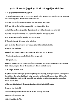 Toán 11 Hoạt động thực hành trải nghiệm Hình học - sách Kết Nối Tri Thức