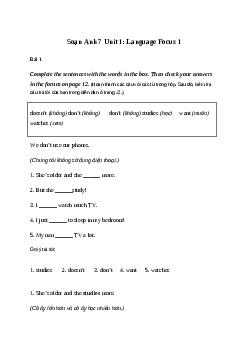 Giải Tiếng Anh 7 Unit 1: Language Focus 1 | Friends Plus