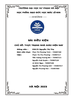 Bài điều kiện: Thực trạng nhà giáo Việt Nam | Đại học Sư Phạm Hà Nội