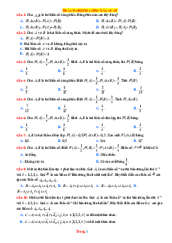 TOP 40 câu trắc nghiệm cộng xác suất