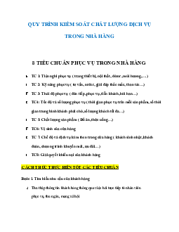 Quy trình kiểm soát chất lượng dịch vụ /Đại Học nội vụ Hà Nội