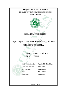 Khóa luận tốt nghiệp "Thực trạng tình hình tảo hôn tại xã Sam Kha, Sốp Cộp, Sơn La"