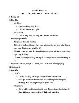 Tóm tắt lý thuyết Địa lý 10 bài 37