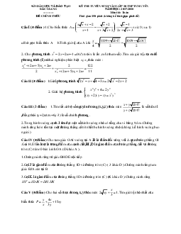 Đề thi tuyển sinh lớp 10 THPT chuyên năm học 2017 – 2018 môn Toán sở GD và ĐT Bắc Giang