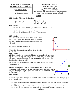 Đề cuối kì 1 Toán 9 năm 2022 – 2023 trường THCS Lý Tự Trọng – TP HCM