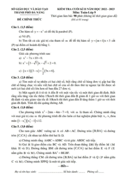 Đề kiểm tra cuối kì 2 Toán 9 năm 2022 – 2023 sở GD&ĐT Đà Nẵng