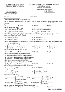 Đề giữa học kì 1 Toán 11 năm 2022 – 2023 trường THPT Tây Giang – Quảng Nam