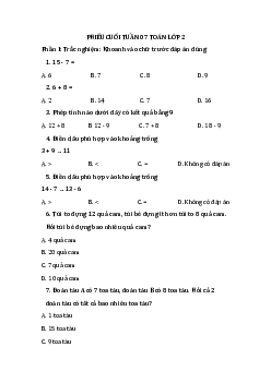Bài tập cuối tuần Toán lớp 2 Kết nối Tri thức Tuần 7 - Đề 2