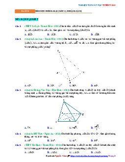 Tổng ôn tập TN THPT 2021 môn Toán: Góc và khoảng cách