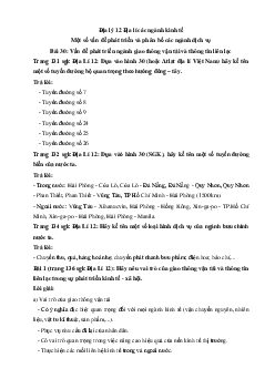 Giải bài tập SGK Địa Lý lớp 12 Bài 30: Vấn đề phát triển ngành giao thông vận tải và thông tin liên lạc