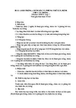Giáo án Công nghệ 7 Bài 3 sách Kết nối tri thức