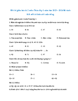 Đề thi giữa học kì 2 lớp 1 năm 2023 - 2024 | Toán 1 | Kết nối tri thức với cuộc sống | đề 5