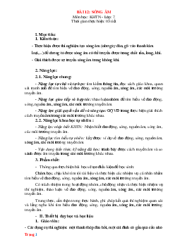 Giáo án KHTN 7 kết nối tri thức bài 12: Sóng âm