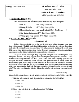 Đề thi học kì 2 môn Tiếng Việt lớp 4 trường tiểu học Tân Hưng, Bắc Giang năm 2015 - 2016
