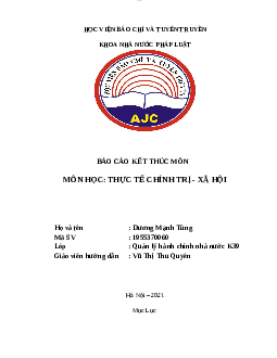 Báo cáo kết thúc môn Thực tế Chính trị Xã hội