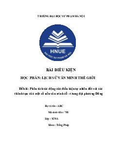 Mẫu bìa học phần lịch sử văn minh thế giới | Đại học Sư Phạm Hà Nội