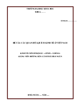 Tiểu luận "Các quan hệ lợi ích kinh tế ở Việt Nam"