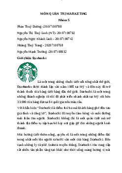 Tiểu luận Quản trị Marketing tại Starbucks