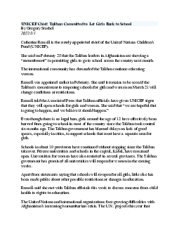 UNICEF Chief: Taliban Committed to Let Girls Back to School?