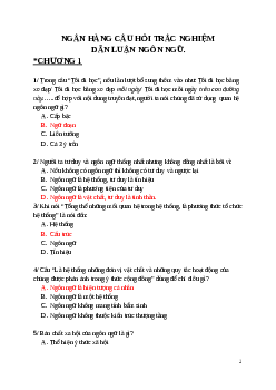 Câu hỏi trắc nghiệm môn dẫn luận ngôn ngữ có đáp án | Trường Cao Đẳng Công Nghệ Bách Khoa Hà Nội