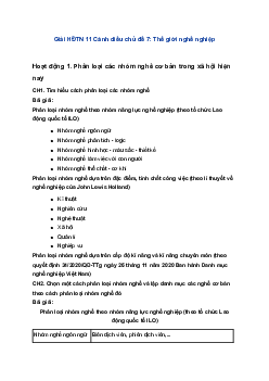 Giải HĐTN 11 Cánh diều chủ đề 7: Thế giới nghề nghiệp
