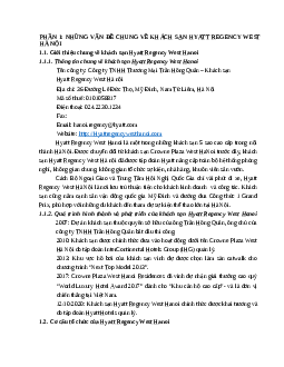 Báo cáo "Khách sạn Hyatt Regency West Hà Nội"