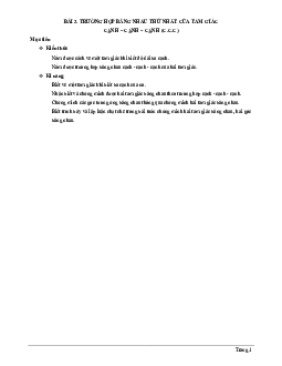 Chuyên đề trường hợp bằng nhau thứ nhất của tam giác: cạnh – cạnh – cạnh (c.c.c)