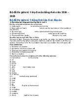 Bộ đề thi giữa kì 1 lớp 6 môn tiếng Anh năm 2024 - 2025