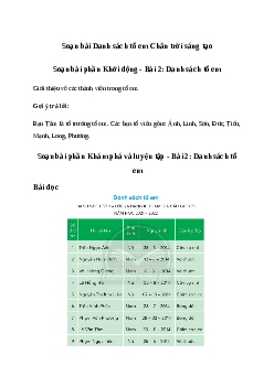 Soạn bài Danh sách tổ em trang 101 | Tiếng việt lớp 2 | Chân trời sáng tạo