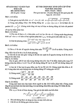 Đề thi học sinh giỏi cấp tỉnh Toán THCS năm 2023 – 2024 sở GD&ĐT Đắk Lắk