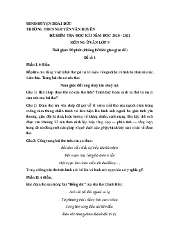 Đề thi học kì 1 Văn 9 Trường THCS Nguyễn Văn Huyên, Hoài Đức năm 2020 - 2021 (Đề số 1)