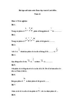 Bài tập cuối tuần Toán lớp 4 Cánh diều - Tuần 21