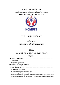 Tiểu luận cuối kỳ môn Chủ nghĩa xã hội đề tài "Vấn đề dân tộc và tôn giáo" | Đại học Sư phạm Kỹ thuật Thành phố Hồ Chí Minh