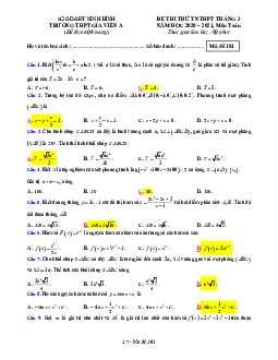 Đề thi thử TNTHPT tháng 3/2021 môn Toán trường Gia Viễn A – Ninh Bình