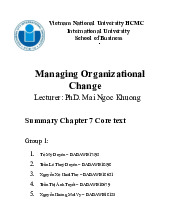 Chapter 7 summary Môn Managing Organizational Change | Trường Đại học Quốc tế, Đại học Quốc gia Thành phố Hồ Chí Minh