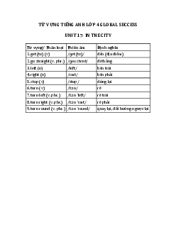 Từ vựng unit 17 lớp 4 In the city Global success