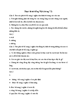 Soạn bài Thực hành tiếng Việt trang 72 - Ngữ Văn 7 Kết nối tri thức