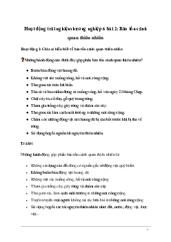 Giải Hoạt động trải nghiệm 6: Bảo tồn cảnh quan thiên nhiên | Kết nối tri thức