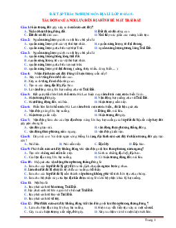 Trắc nghiệm địa 10 bài 8 : tác động của nội lực đến địa hình bề mặt Trái Đất (có đáp án)