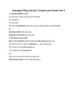 Ngữ pháp Tiếng Anh 3 Family and Friends Unit 2 This is his ruler